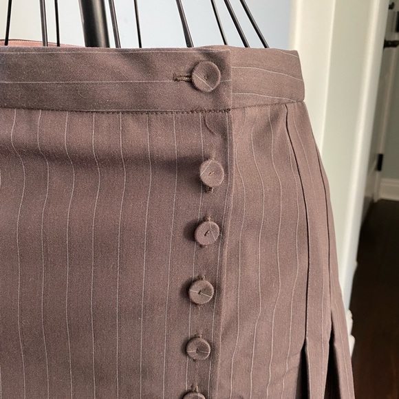 Y2K NWOT Rebecca Taylor Mini Brown Pinstripe Lace Skirt 8 - Picture 4 of 8